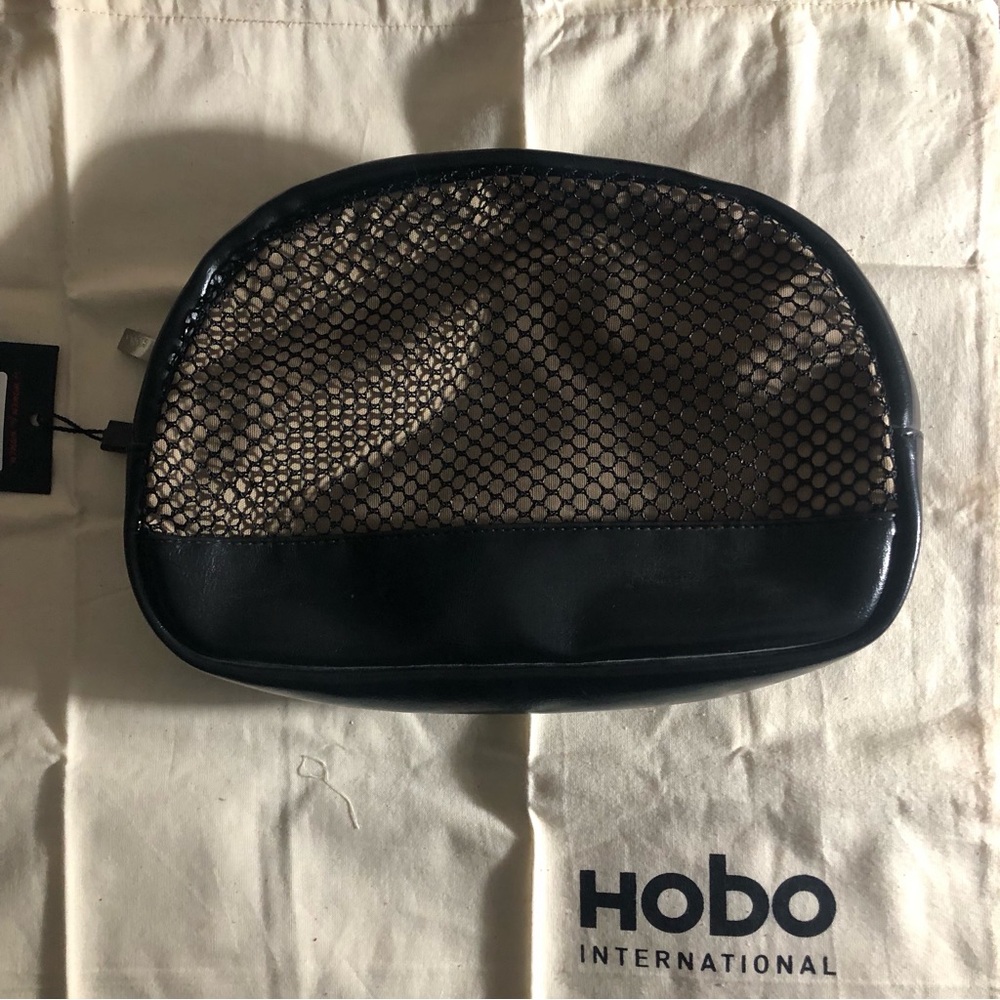 HOBO International Black and mesh Leather Travel toiletry Bag + drawstring tote